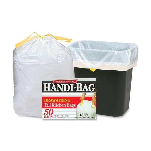 Home Zone Living 7.9 gal. 60-Count Code 30s Kitchen Trash Bags with Drawstring Handle, White