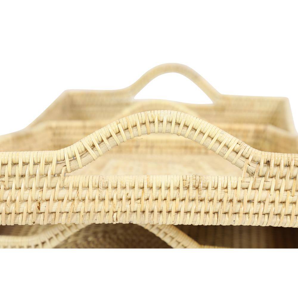 Bohemian Light Brown Rattan Rectangular Tray Set of 2