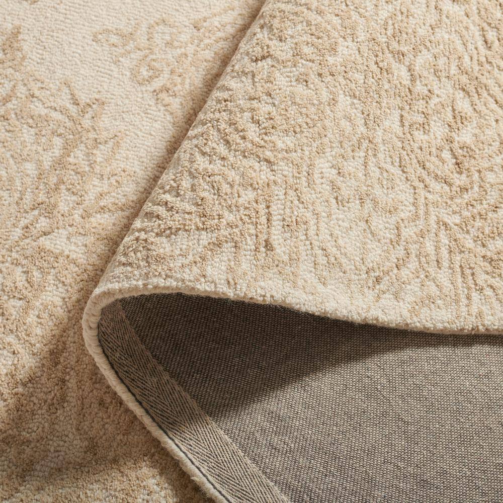 Ivory and Beige Hand Tufted Wool Damask Rug