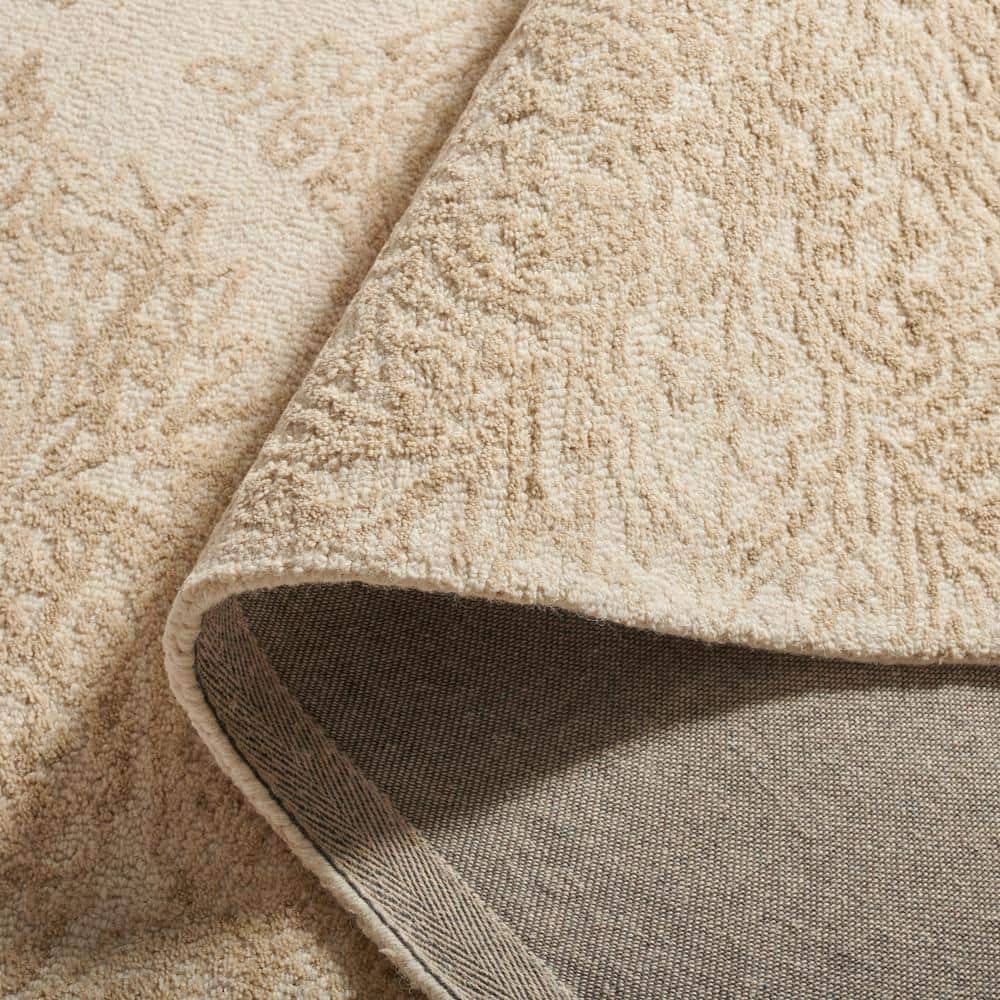 Ivory and Beige Hand Tufted Wool Trellis Rectangular Rug