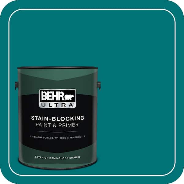 BEHR ULTRA 1 gal. #T15-3 Essential Teal Semi-Gloss Enamel Exterior Paint & Primer