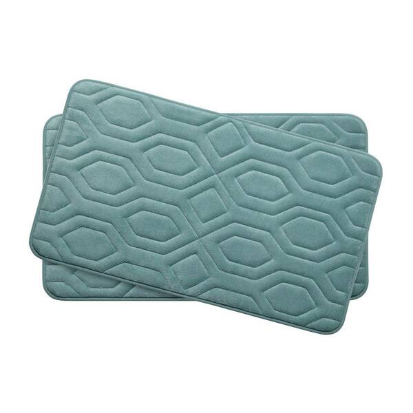 BounceComfort Turtle Shell Marine Blue 17 in. x 24 in. Memory Foam 2-Piece Bath Mat Set