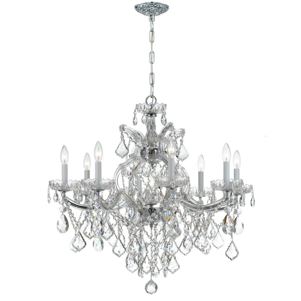 Maria Theresa 28'' Polished Chrome and Crystal 9-Light Chandelier