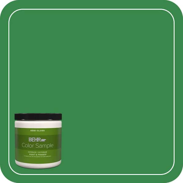 BEHR PREMIUM PLUS 8 oz. #P400-7 Paradise of Greenery Semi-Gloss Interior/Exterior Paint & Primer Color Sample