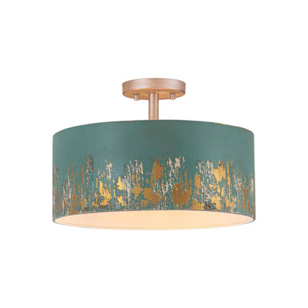 Brittany 15 in. 3-Light Green Drum Semi-Flush Mount Ceiling Light price history on PriceWatchPro