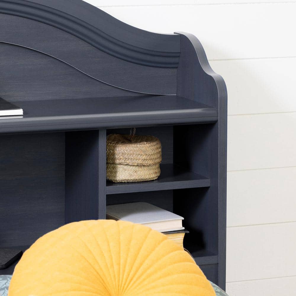 Twin Blueberry Wood Bookcase Headboard with Storage