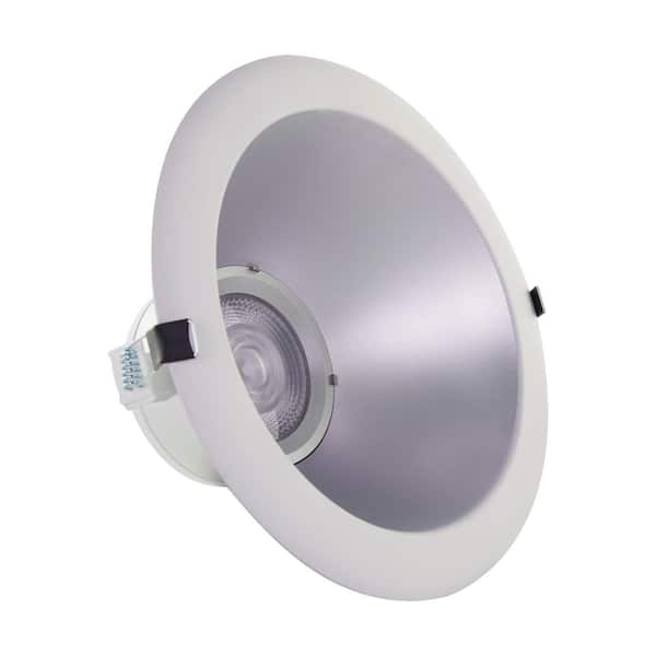 8 in. Adjustable CCT Canless Remodel IC Rated Dimmable Indoor Integrated LED Recessed Light Trim, Silver