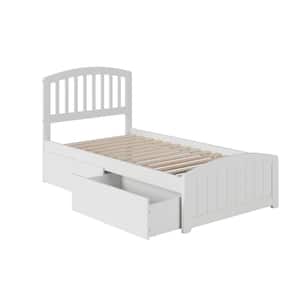 Richmond White Twin XL Solid Wood Storage Platform Bed with Matching Foot Board with 2 Bed Drawers