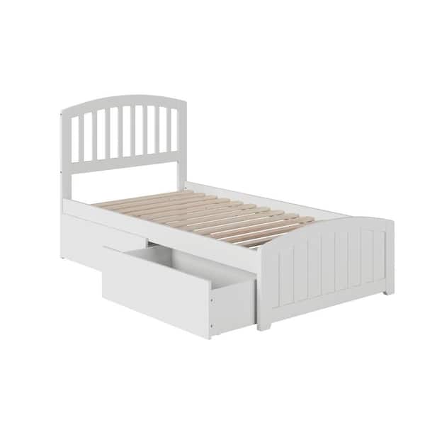 AFI Richmond White Twin XL Solid Wood Storage Platform Bed with Matching Foot Board with 2 Bed Drawers