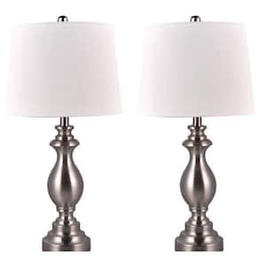 Cory Martin 27 in. Brushed Steel Table Lamp with USB Port (2-Pack)