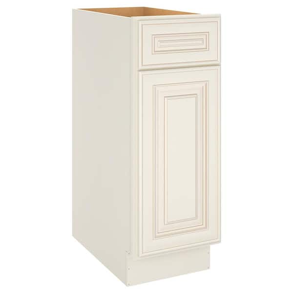 HOMEIBRO 12 in. W. X 24 in. D X 34.5 in. H in Cameo White Plywood Ready to Assemble Base Kitchen Cabinet with 1-Drawer 1-Door