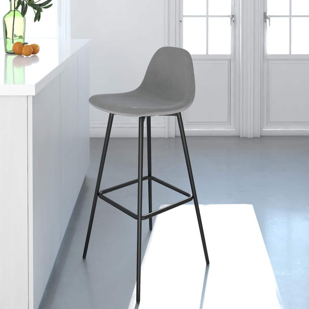 REALROOMS Cooper 30.5 in Grey Velvet with Metal Legs Upholstered Bar Stool DE98234 The Home Depot