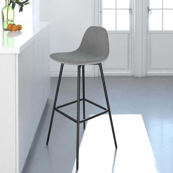 REALROOMS Cooper 30.5 in Grey Velvet with Metal Legs Upholstered Bar Stool