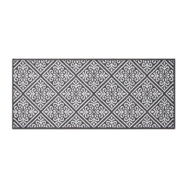 Austell 2-Tone Dark Grey/Ivory 2 ft. x 5 ft. Geometric Polypropylene Runner Rug
