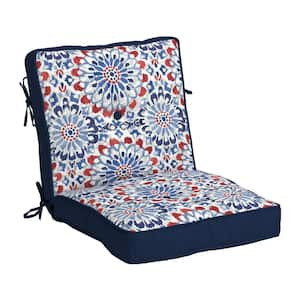 Hampton Bay 20 in. x 20 in. Outdoor Mid Back Dining Chair Cushion in Large Medallion (2-Pack)