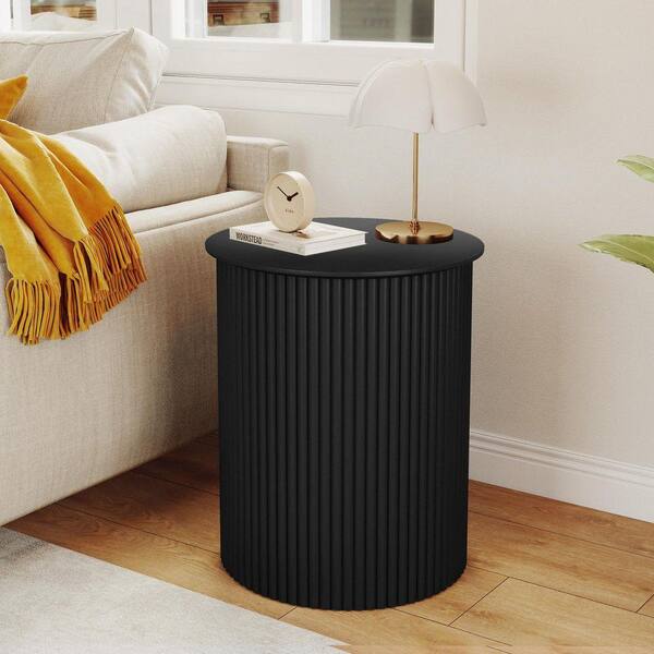 ATHMILE Black 21.65 in. H Wavy Nightstands /Side Table BLK