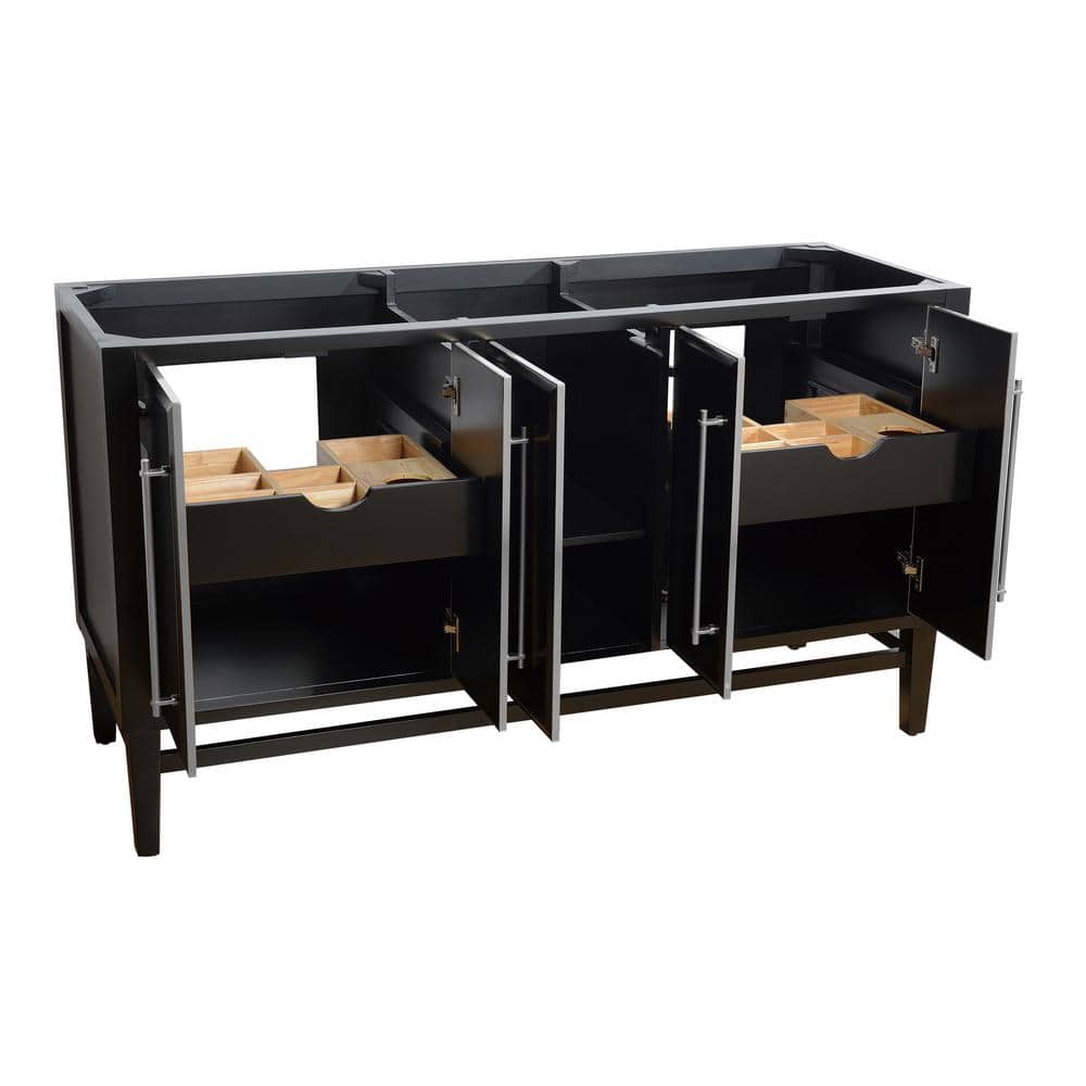 Mason 60" Black Solid Wood Double Vanity Cabinet