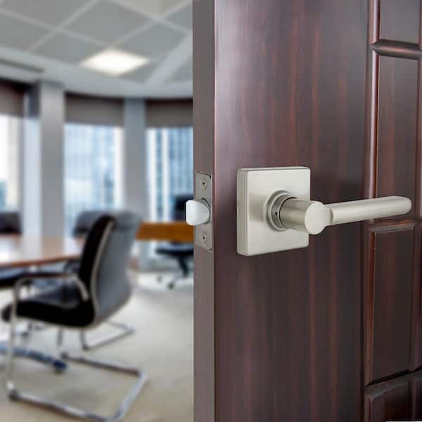 Tonebridge Satin Nickel Hall/Closet Door Lever with Square Rose