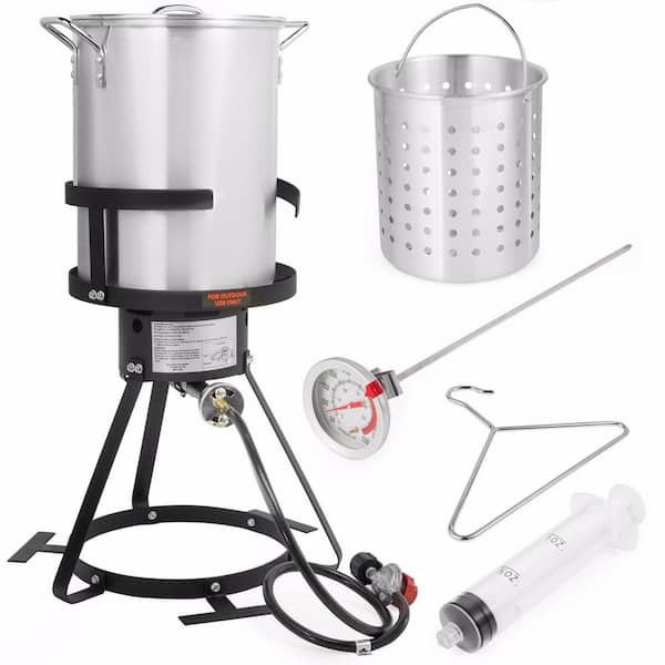 30 qt. 37000 BTU Propane Gas Stove Aluminum Turkey Deep Fryer Kit (6-Piece)