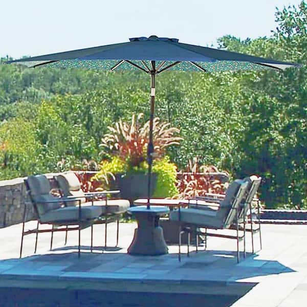moda furnishings Fex 9 ft. Aluminum Pole Market Patio Umbrella in Blue