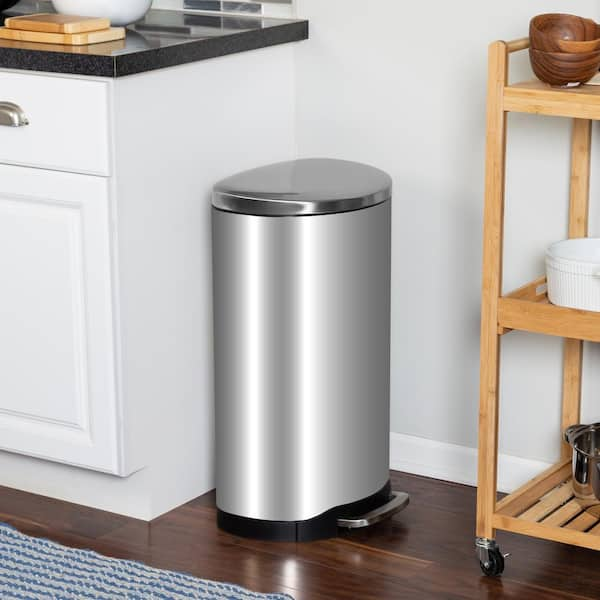 Honey-Can-Do Tall Slim 40-Liter Stainless Steel Step Trash Can ,Silver