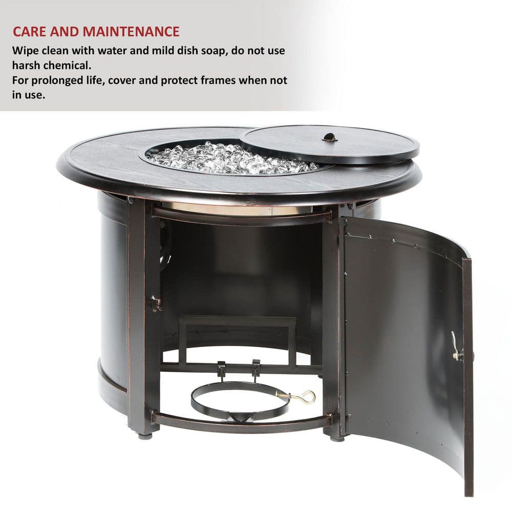 Manchester Black Aluminum Round Gas Fire Pit Table