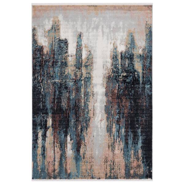 Abani Azure Blue 7 ft. 9 in. x 10 ft. 2 in. Abstract Polyester Area Rug