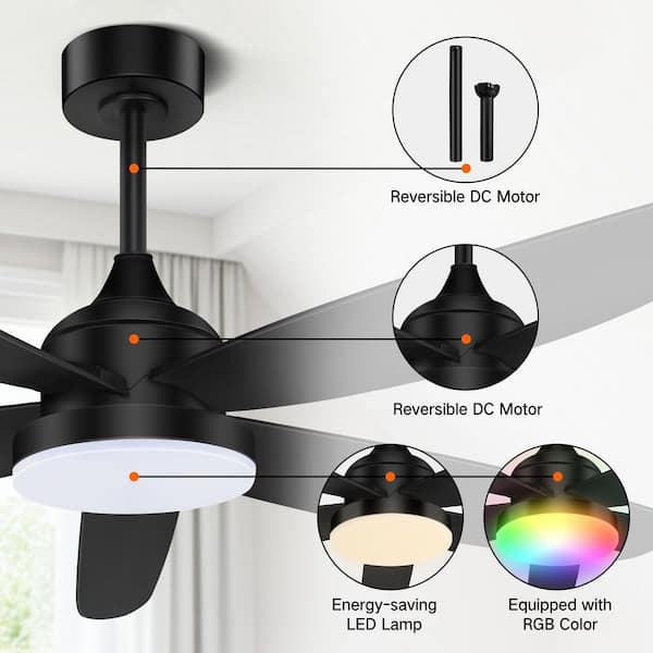 BICIK 42 in. RGB Integrated LED Indoor/Covered Outdoor Black