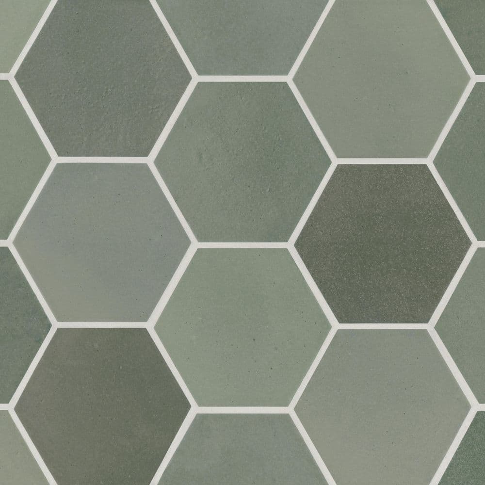 Sample-Celine 4 in. x 4.5 in. Matte Hexagon Porcelain Tile in Sage price history on PriceWatchPro