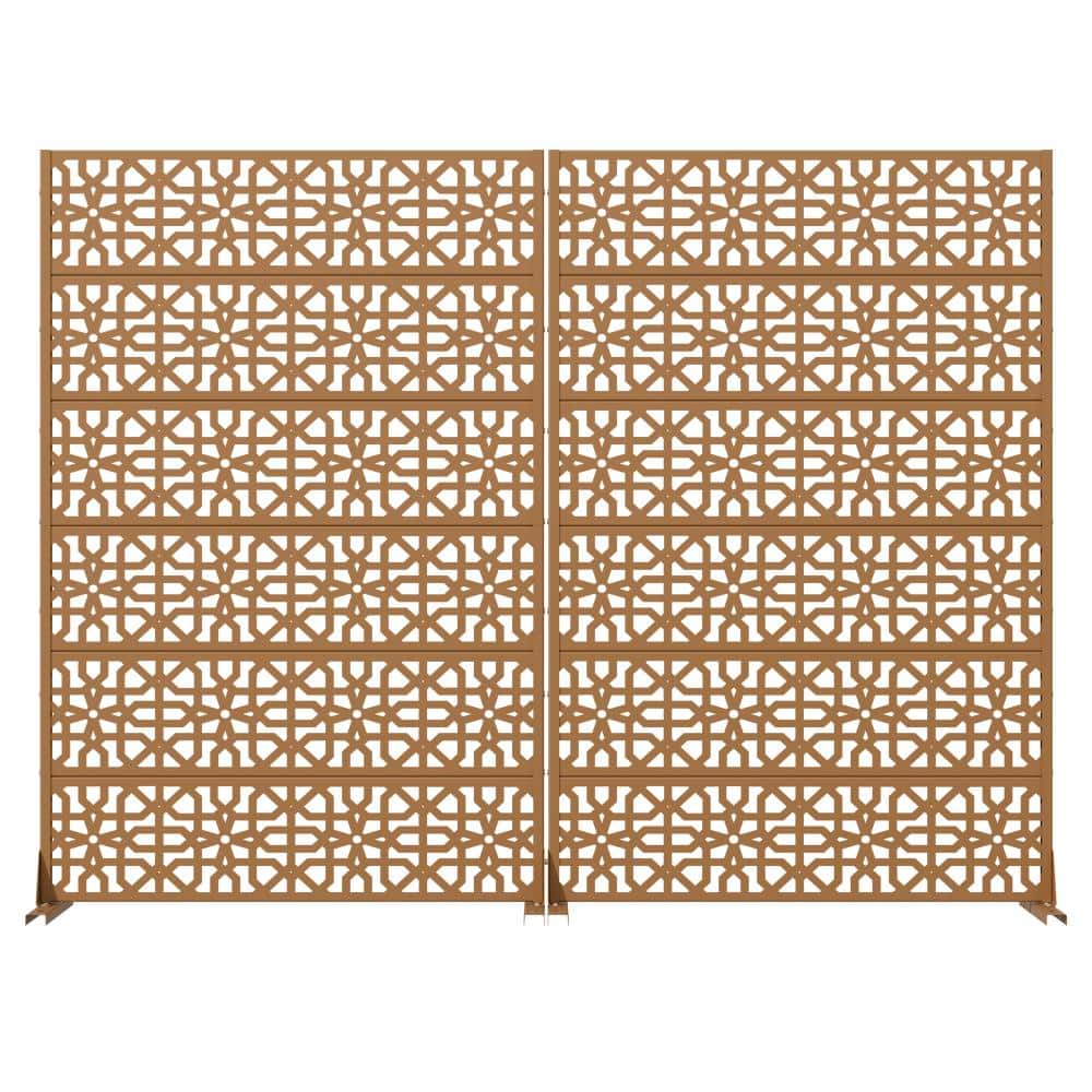 72 in. H x 47 in. W Outdoor Brown Galvanized Steel Decorative Garden Fence Privacy Screen (2-Pack) price history on PriceWatchPro