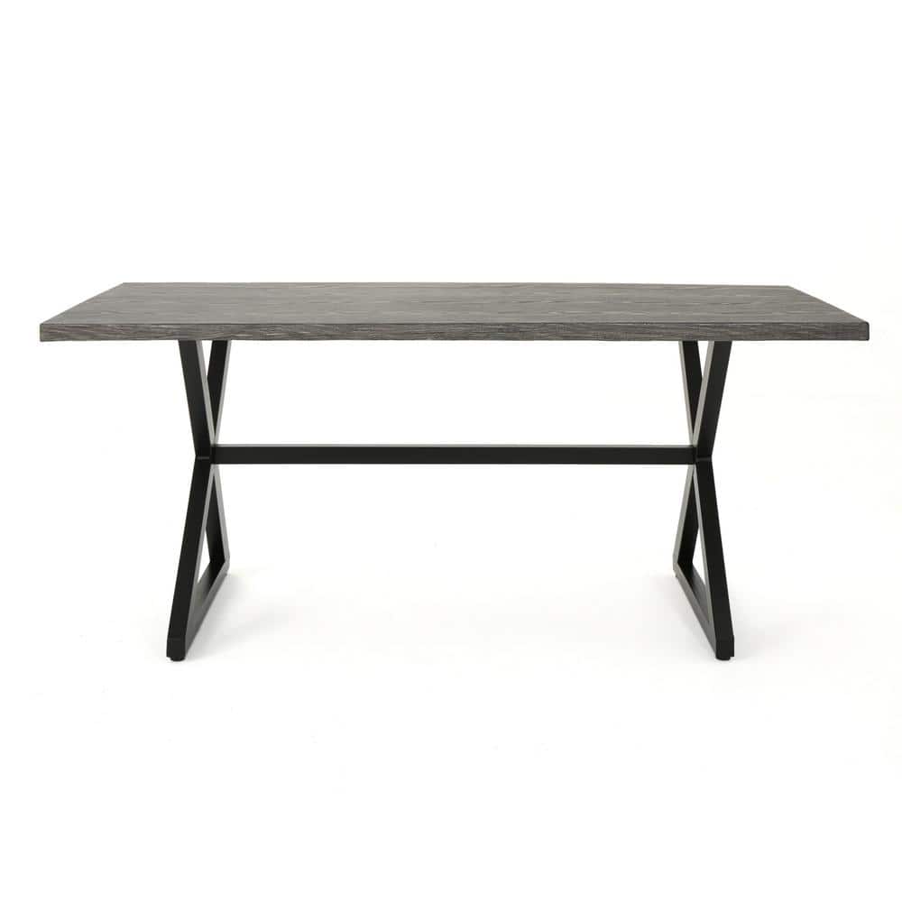 Modern 70.5" Grey Aluminum & Steel Patio Dining Table