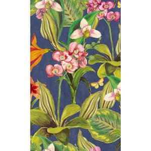 Blue and Pink Hand Painted Orchids Print Non-Woven Paste the Wall Textured Wallpaper 57 sq. ft.