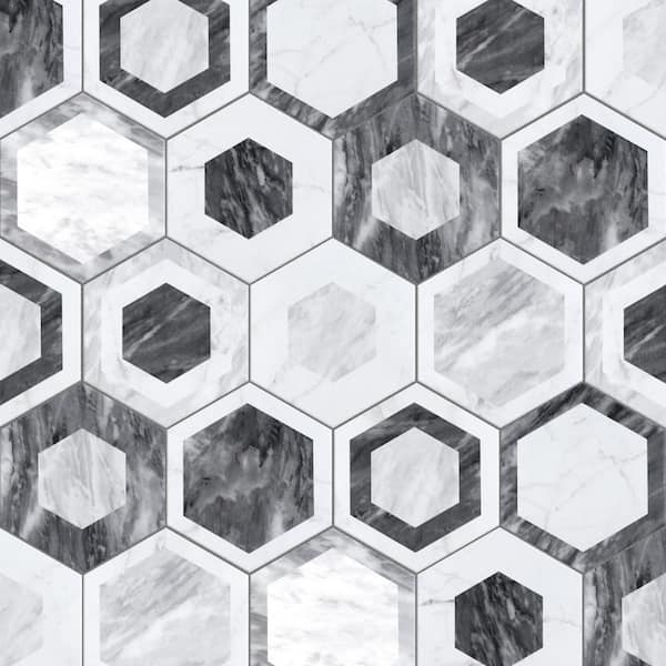 Classico Bardiglio Hex Flower 7 in. x 8 in. Porcelain Floor and Wall Tile (7.5 sq. ft./Case) Classico Bardiglio Hex Flower 7 in. x 8 in. Porcelain Floor and Wall Tile (7.5 sq. ft./Case)