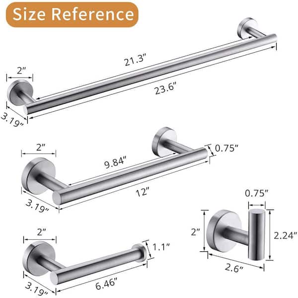 Magic Home 6-Piece Stainless Steel Bathroom Hand Towel Holder Rack Set Wall  Mount in Brushed Nickel 928-THG08NS - The Home Depot
