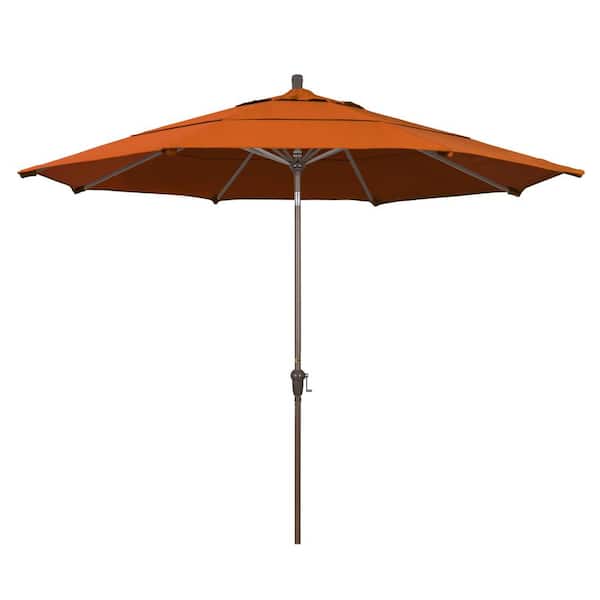 California Umbrella 11 ft. Champange Aluminum Market Patio Umbrella Auto Tilt in Tuscan Pacifica