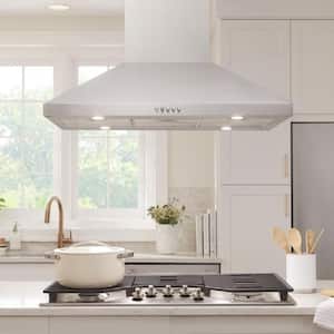 Siena 36 in. 350CFM Convertible Kitchen Island Pyramid Range Hood in Stainless Steel w/ Charcoal Filters and LED Lights