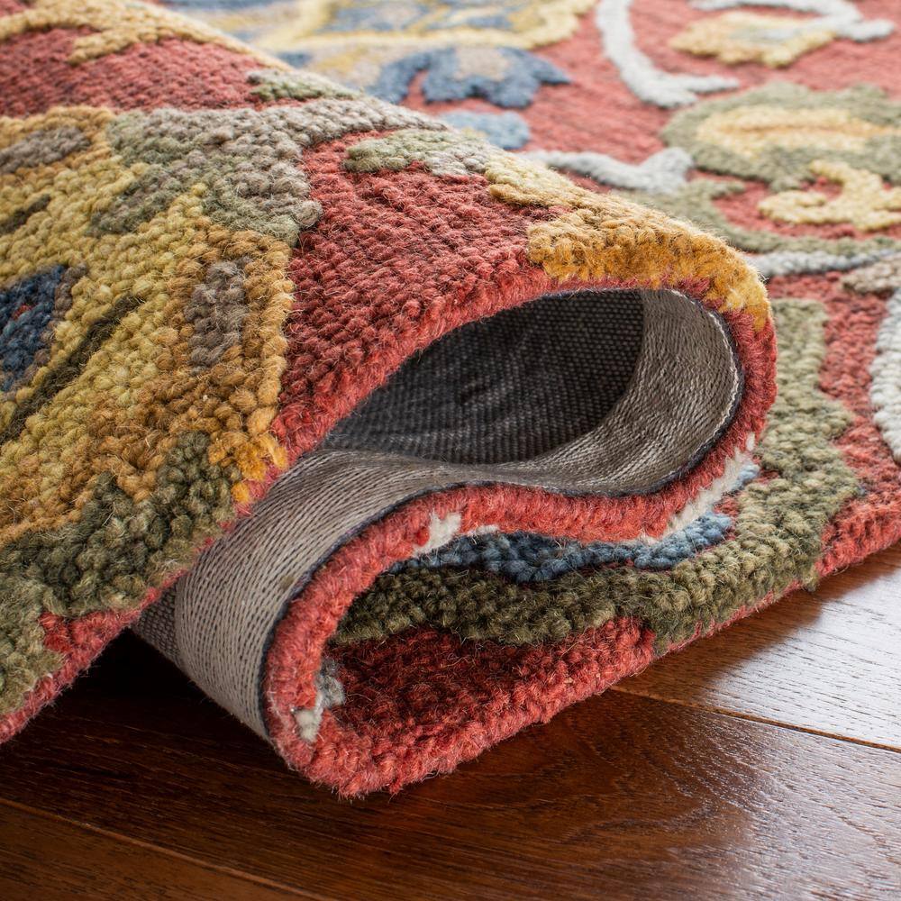 Blossom Red and Multicolor Floral Wool 8' x 10' Area Rug