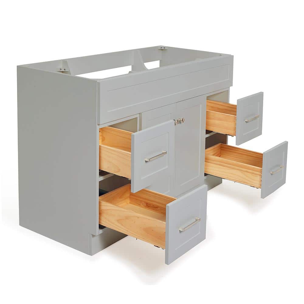 Hamlet 48" Gray Freestanding Vanity Cabinet with Nickel Hardware