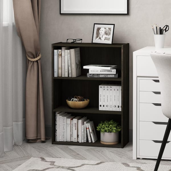 Furinno 31.5 in. Espresso Wood 4-shelf Standard Bookcase with Storage