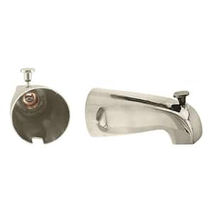 5-1/2 in. Reach Brass Wall Mount Tub Spout with Nose Diverter, Satin Nickel