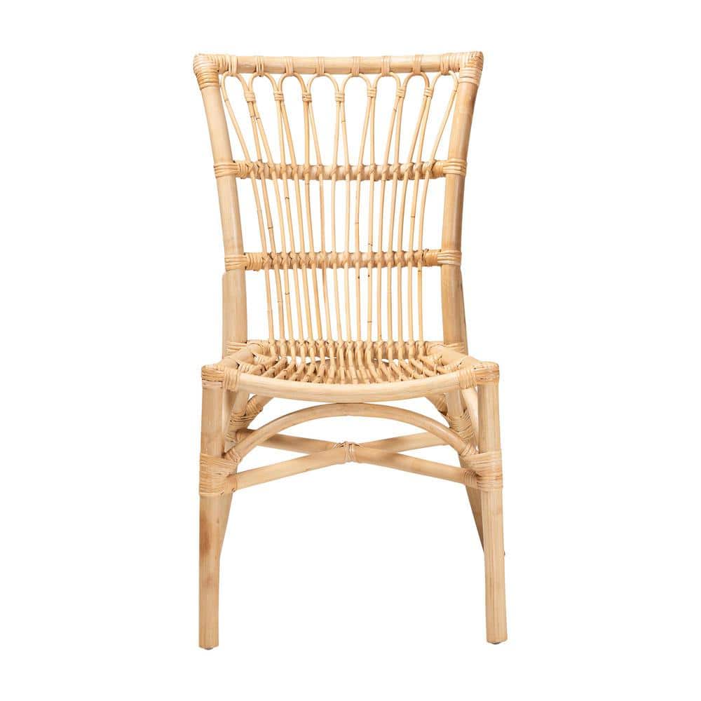 Natural Brown Rattan Cane Low Back Side Chair