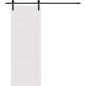 Louver 18 in. x 83.25 in. Snow White Wood Composite Sliding Barn Door with Hardware Kit