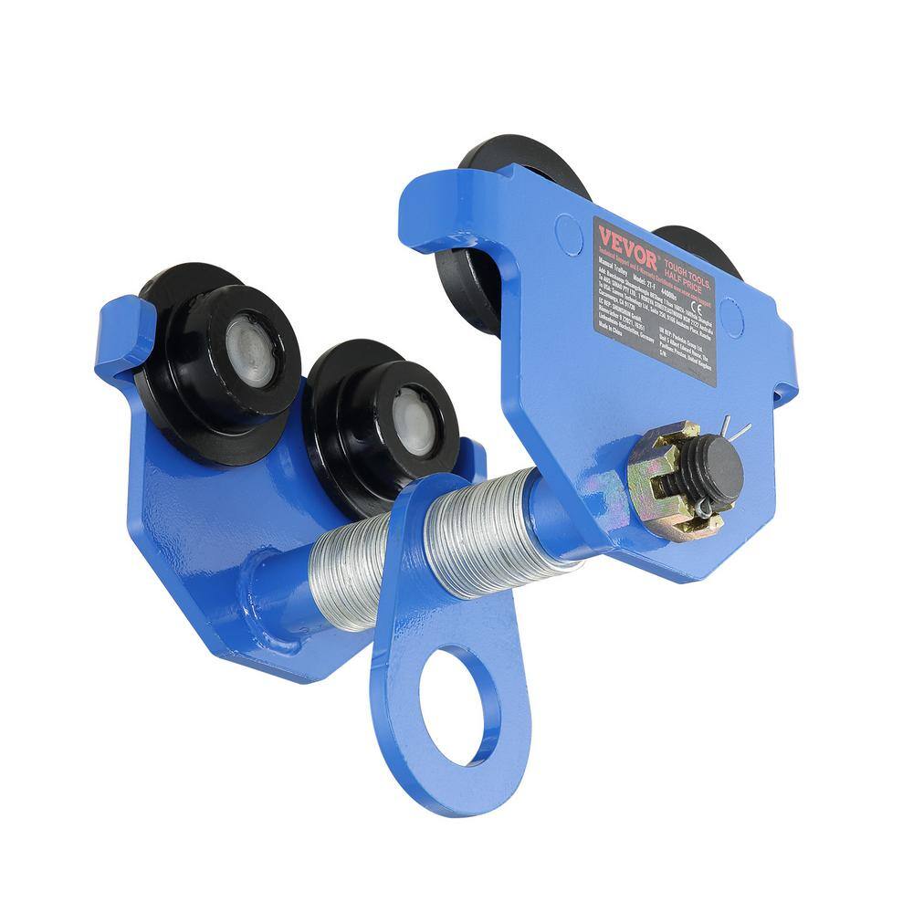 VEVOR Manual Trolley, 2200 lbs./1 Ton Load Capacity, Push Beam Trolley