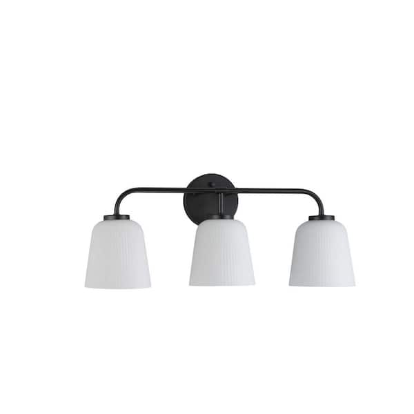 Bredela Collection 23 in. 3-Light Matte Black Farmhouse Vanity Light for Bathrooms