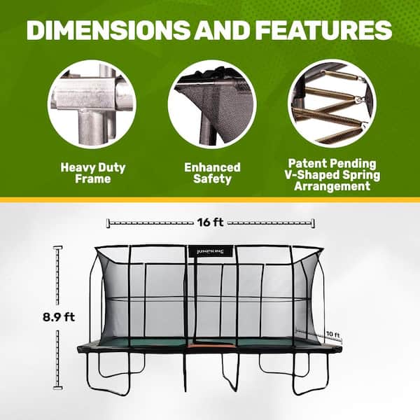 JUMPKING 10 ft. x 16 ft. Pro Rectangular Trampoline Version 2
