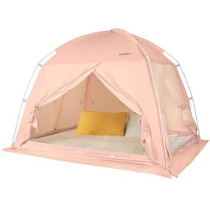 2.42 ft. x 1.74 ft. Pink Polycotton Bed Tent, Warm Bed Tent for Indoor Use, Floorless Type Tent, Cotton Feeling Tent