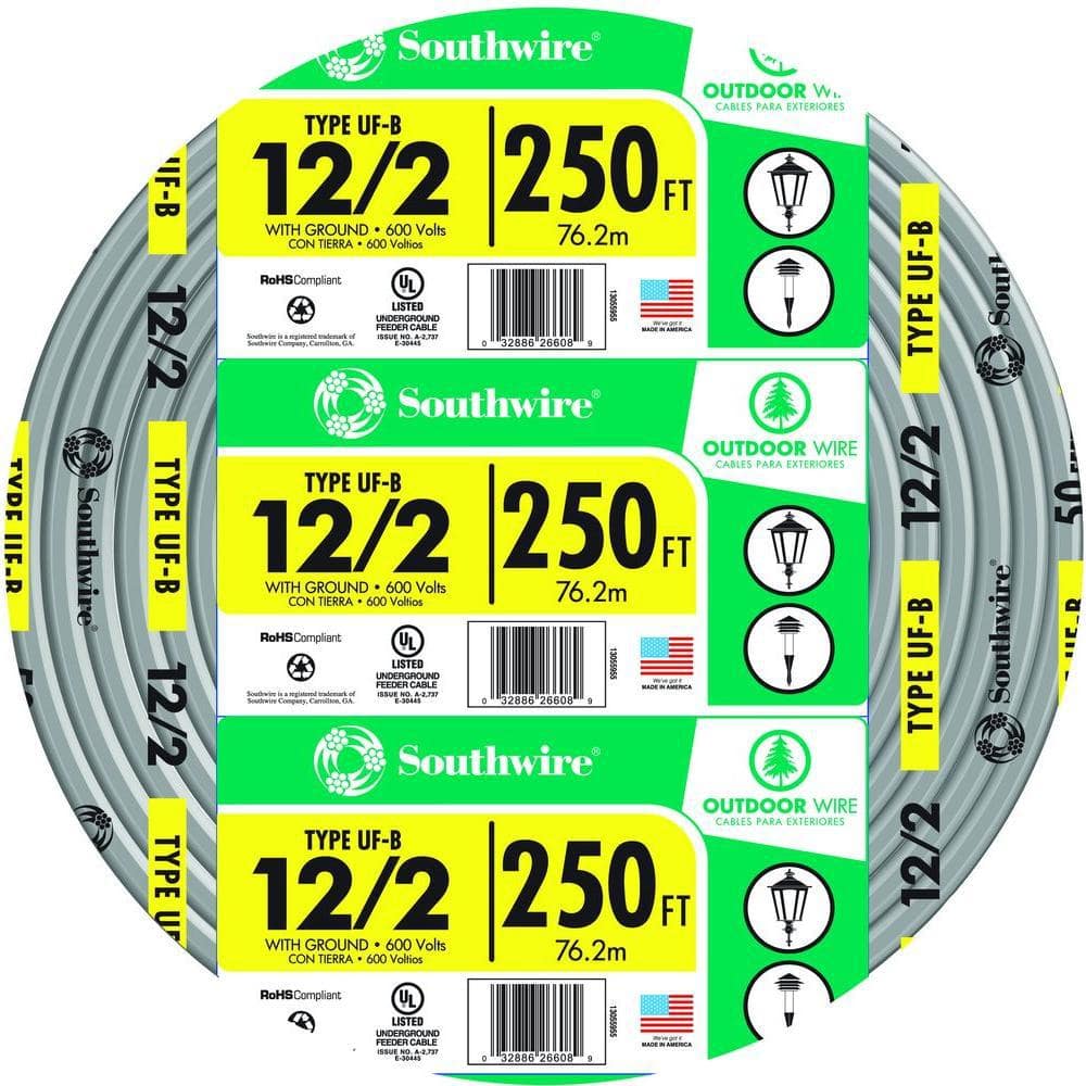 zonegrace 12awg 2-conductor 12/2 direct burial wire for low voltage