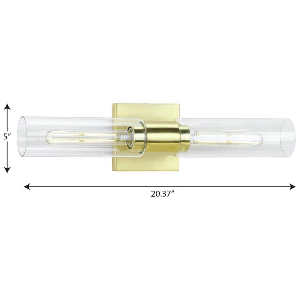 Clarion Satin Brass 2-Light Cylindrical Bath Vanity Light