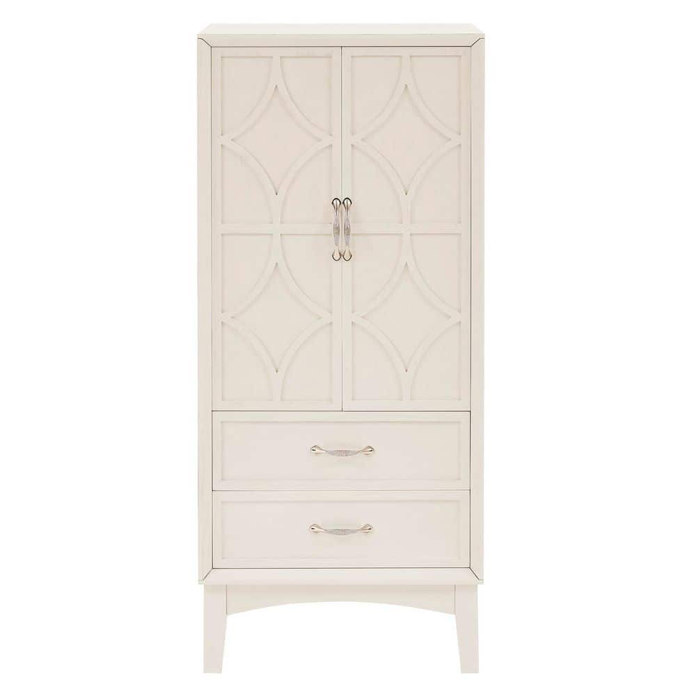 Antique White MDF Buffet with Adjustable Shelves and Geometric Doors Sideboard Cabinet Storage Cabinet