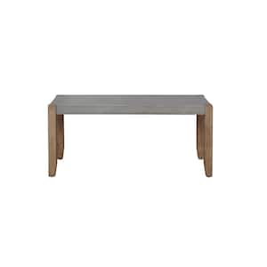 Newport Brown Wood Bench with Concrete Coating 18 in. H x 40 in. W x 15 in. D
